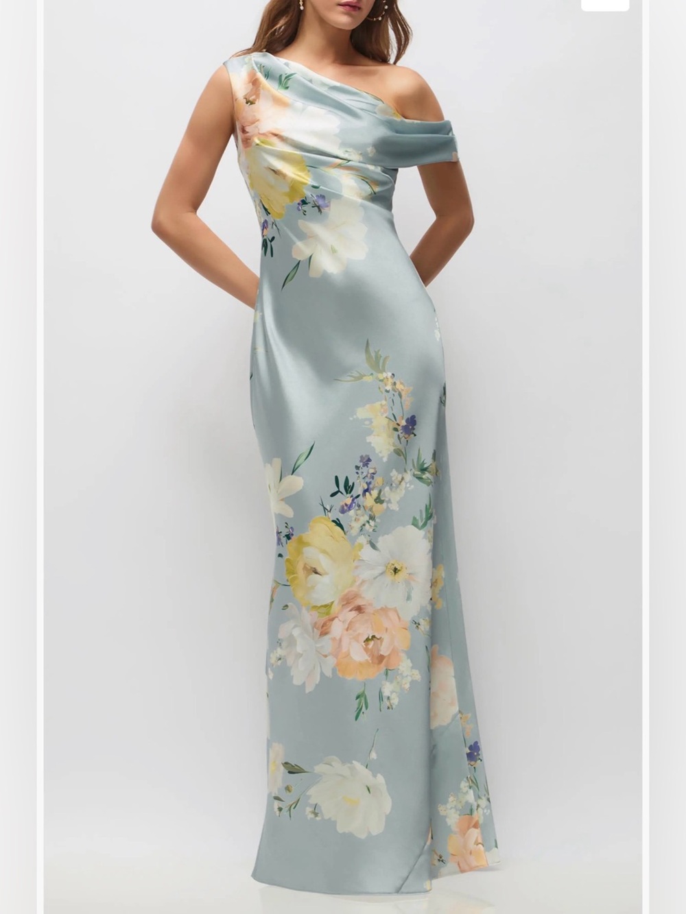 NEW After Six Style 6912PFC Liv Print One-Shoulder Floral Satin Gown, XS